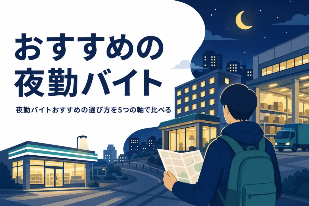 おすすめの夜勤バイトを楽さ・稼ぎ・続けやすさで比べる記事のアイキャッチ