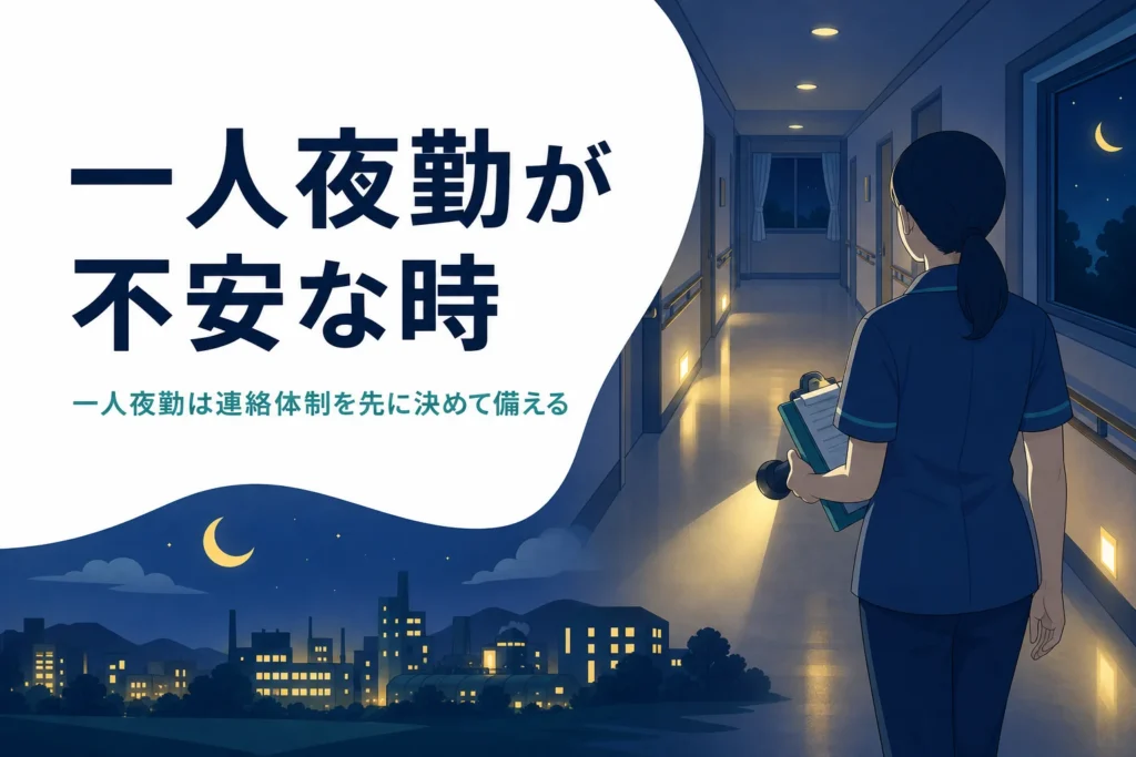 一人夜勤が不安な時の備えと職場に確かめることを紹介する記事のアイキャッチ