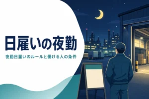 夜勤の日雇いのルールと働ける人の条件を紹介する記事のアイキャッチ