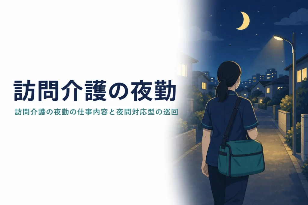 訪問介護の夜勤の仕事内容と夜間対応型の巡回を紹介する記事のアイキャッチ