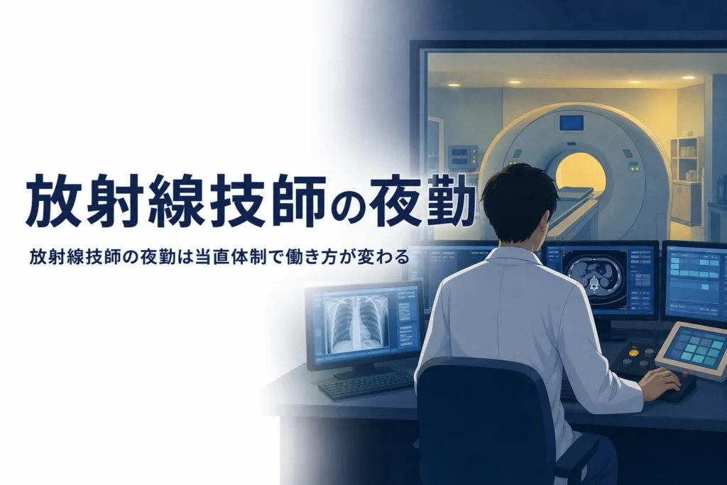 放射線技師の夜勤の当直体制と夜間の撮影の流れを紹介する記事のアイキャッチ
