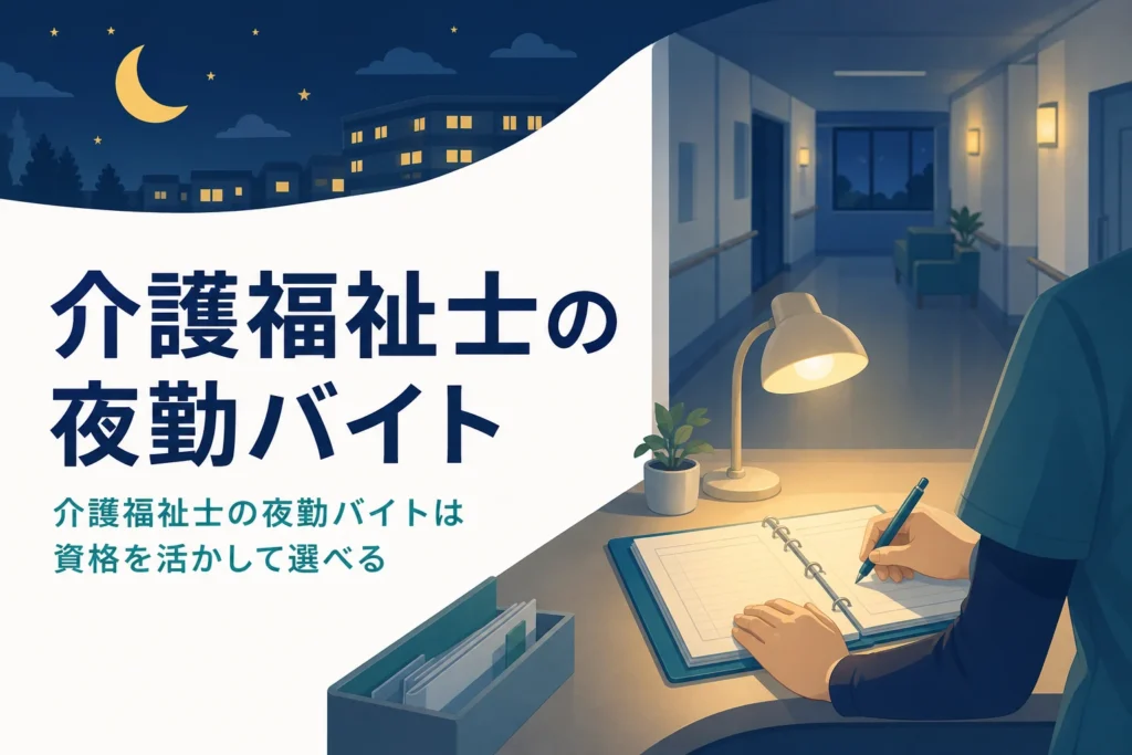 介護福祉士の夜勤バイトで資格を活かす働き方を紹介する記事のアイキャッチ