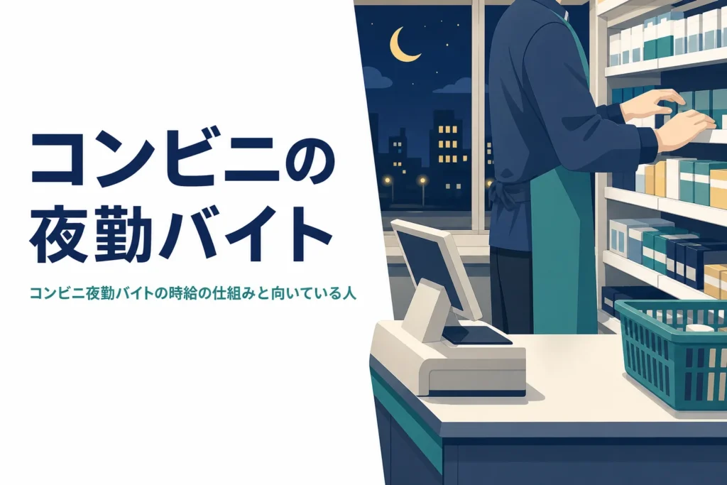 コンビニの夜勤バイトの時給の仕組みと向いている人を紹介する記事のアイキャッチ