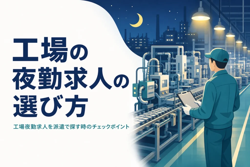 工場の夜勤求人を派遣で探す時のチェックポイントを紹介する記事のアイキャッチ