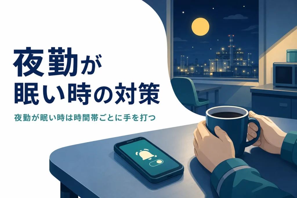 夜勤が眠い時の時間帯ごとの対策を紹介する記事のアイキャッチ