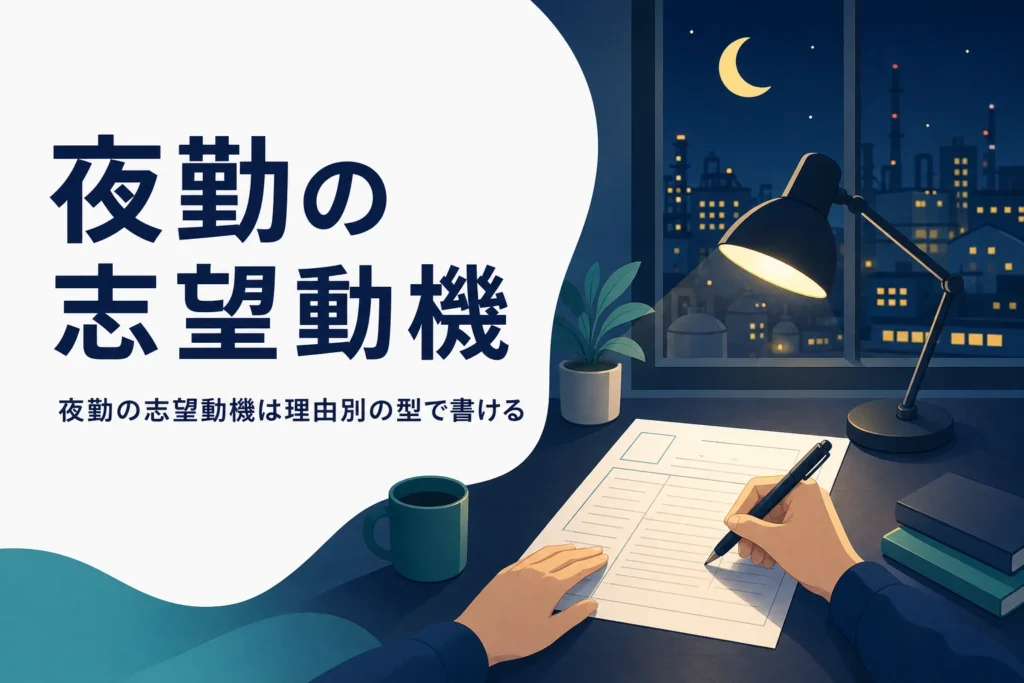 夜勤の志望動機の書き方を理由別の例文で紹介する記事のアイキャッチ