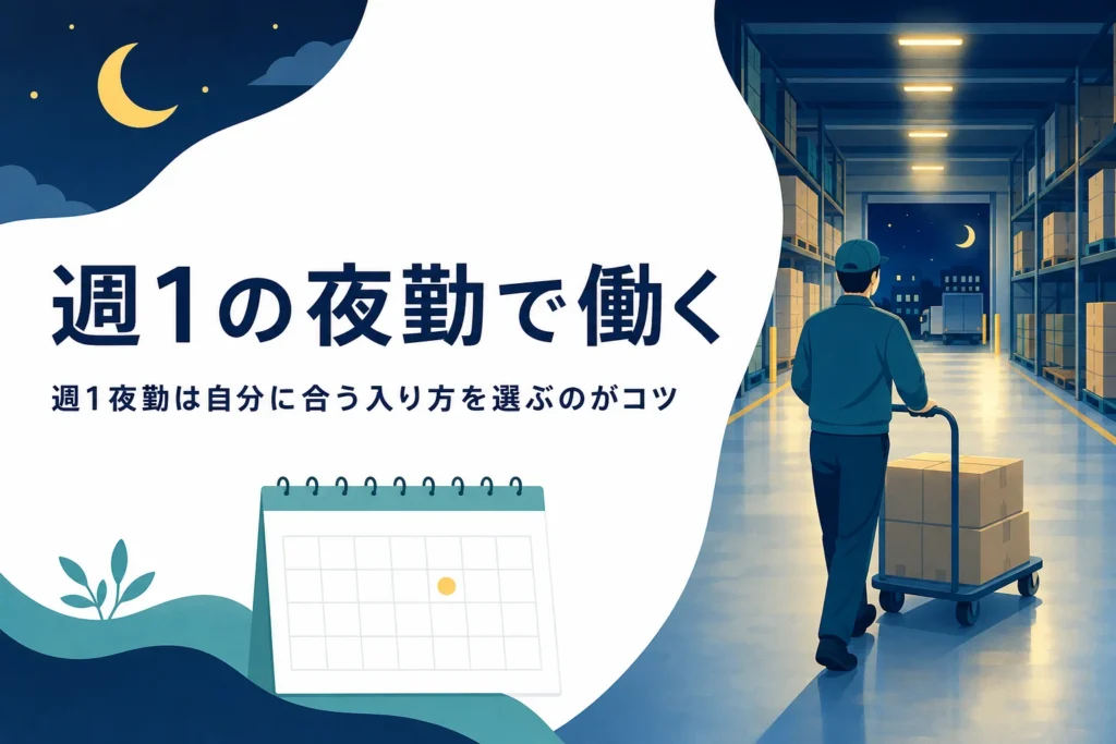 週1の夜勤で働く方法と週1日OKの仕事の探し方を紹介する記事のアイキャッチ