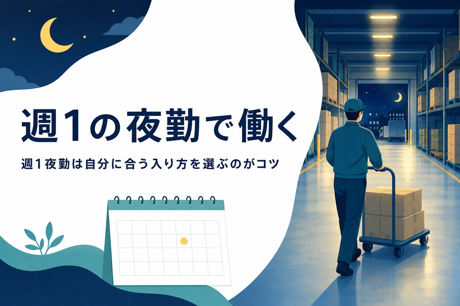 週1の夜勤で働く方法と週1日OKの仕事の探し方を紹介する記事のアイキャッチ