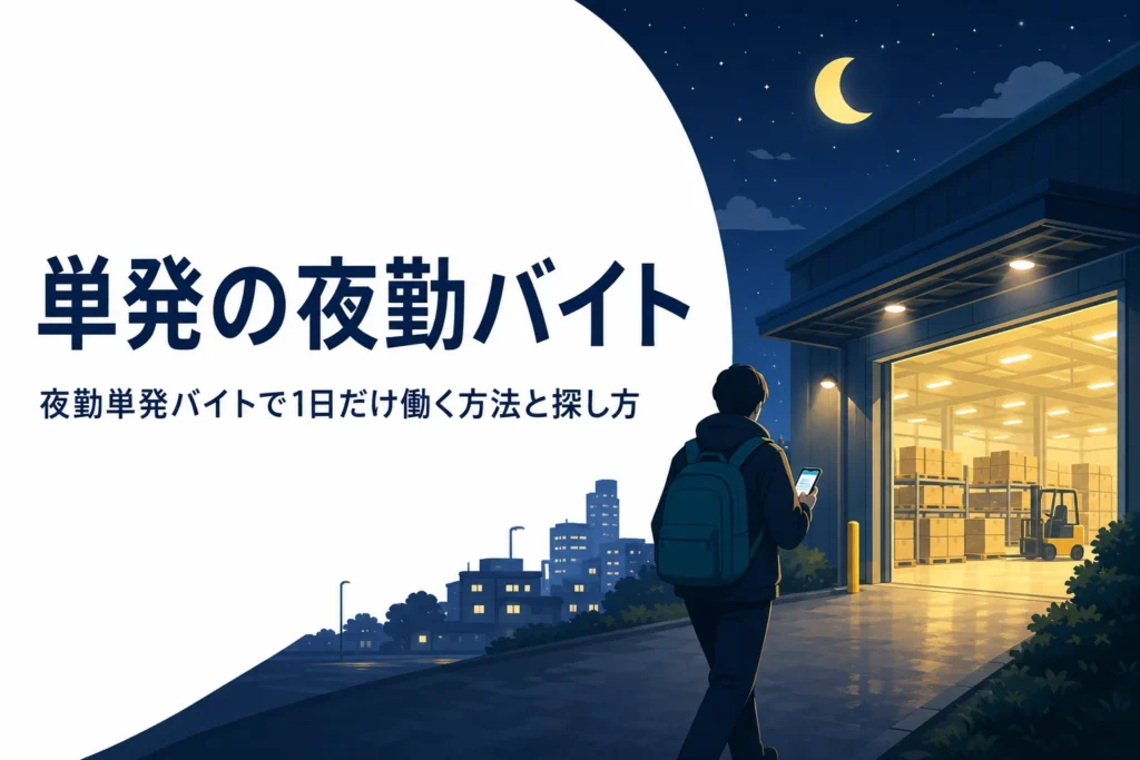 夜勤の単発バイトで1日だけ働く方法と探し方を紹介する記事のアイキャッチ