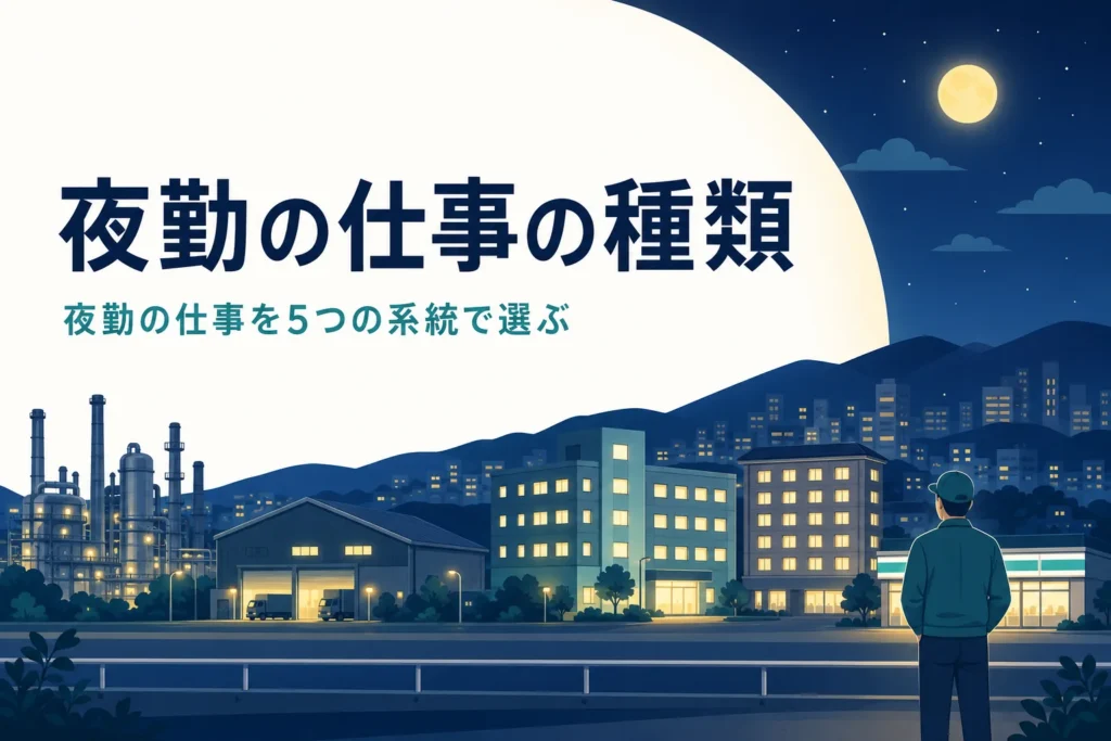 夜勤の仕事の種類を5つの系統で紹介する記事のアイキャッチ