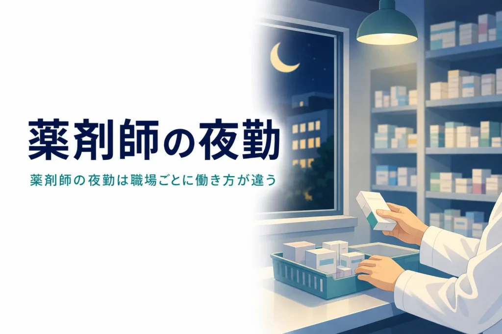 薬剤師の夜勤の働き方を職場ごとに紹介する記事のアイキャッチ